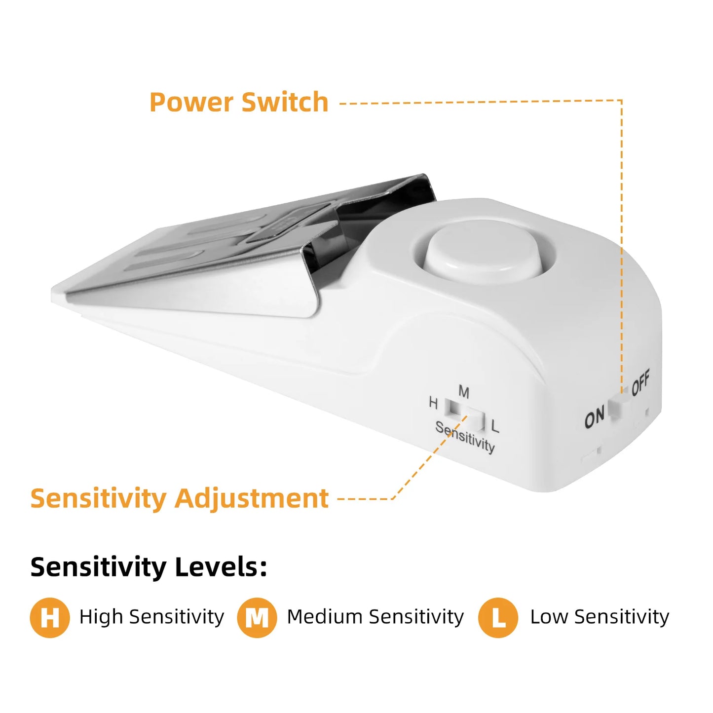 120Db Door Stop Alarm 3 Levels Sensitivity Door Wedge Alarm Portable Door Stopper Security Alarm for Home Hotel Travel Apartment